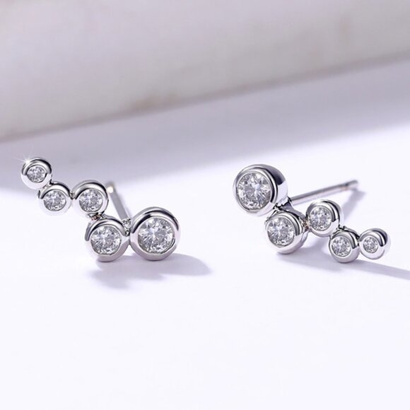 ✨ Unique 925 Silver Plated White CZ Stud Earrings For Women, FB16FA1167 - Picture 1 of 4